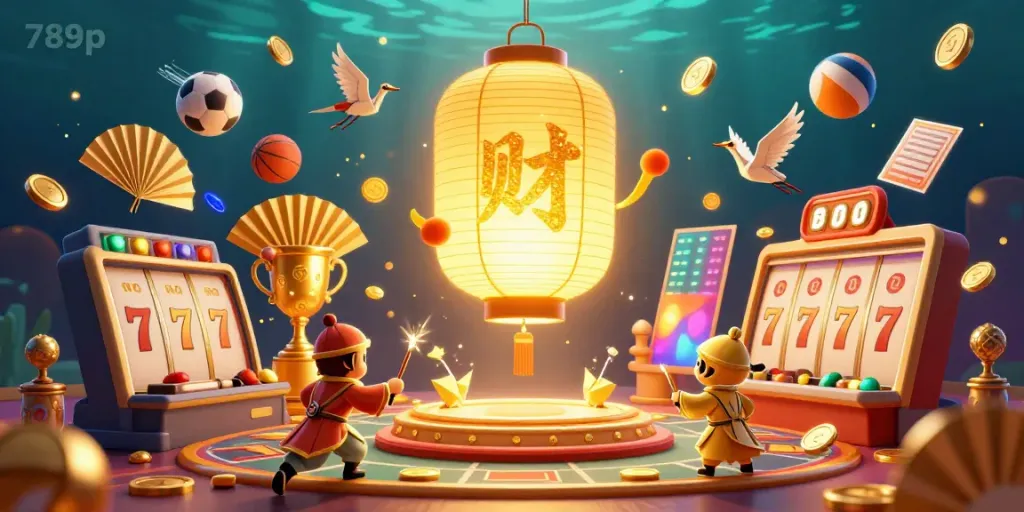 Engage with the 789p casino experience featuring rich 3D illustration of vivid games and lucky symbols.