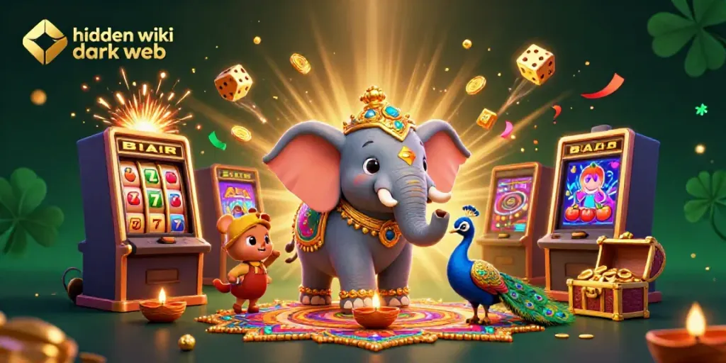 Experience the hidden wiki dark web with a vibrant casino scene full of jackpots and festive elements.