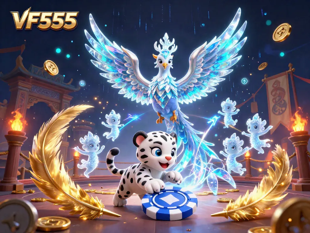Playing and winning with VF555 at a vibrant casino-themed illustration