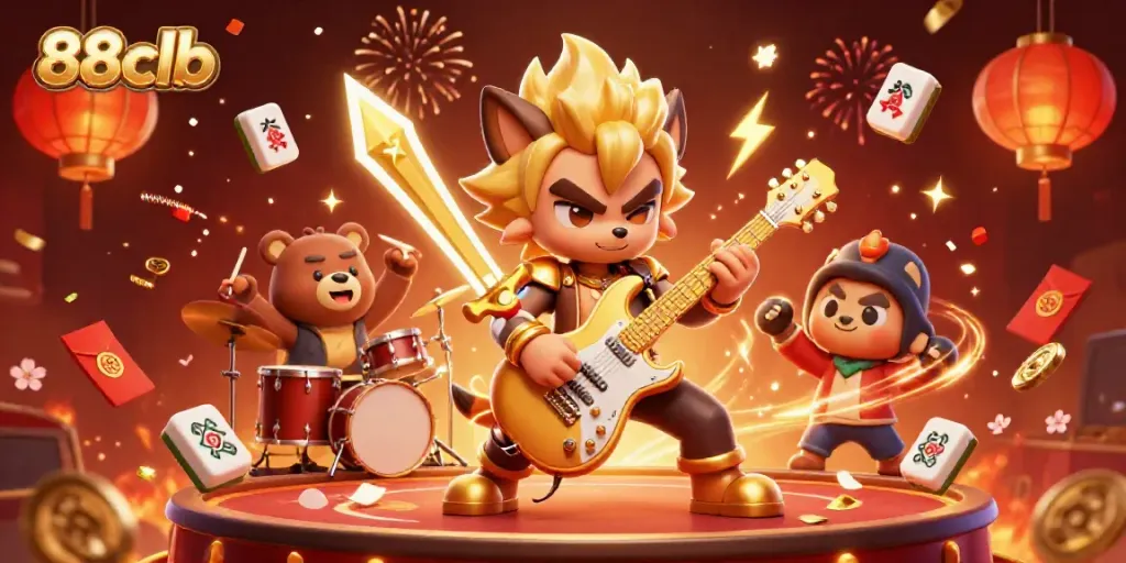 Experience thrill at 88clb with a vibrant casino-themed rock star scene full of excitement.