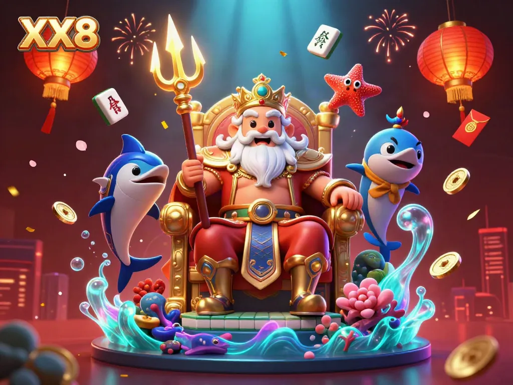 Join XX8’s vibrant casino world with playful Neptune and samurai guarding fortune amidst aquatic treasures.