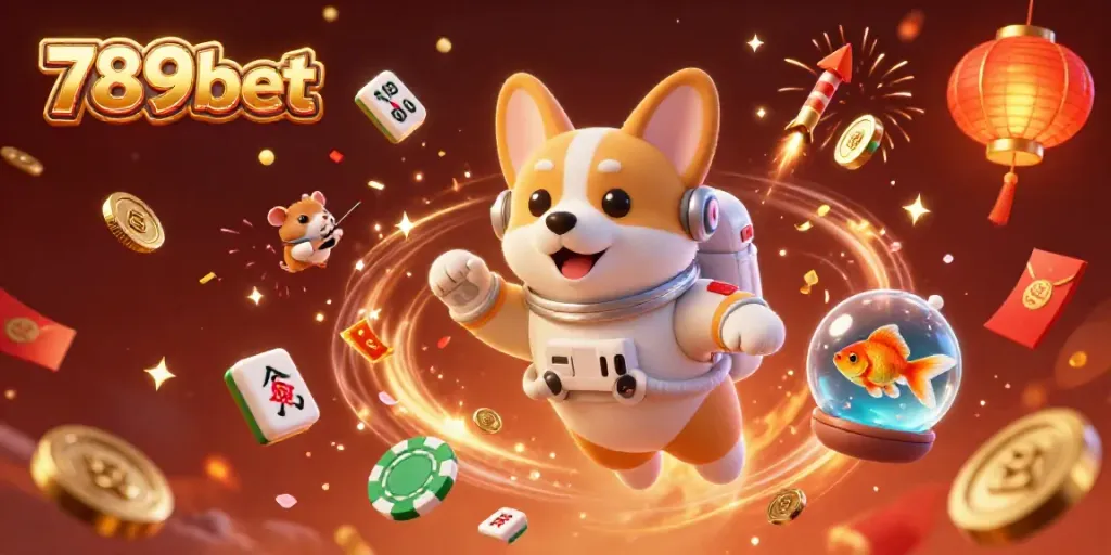 Engage with 789bet through an exciting space casino scene, featuring playful characters and vibrant gaming elements.
