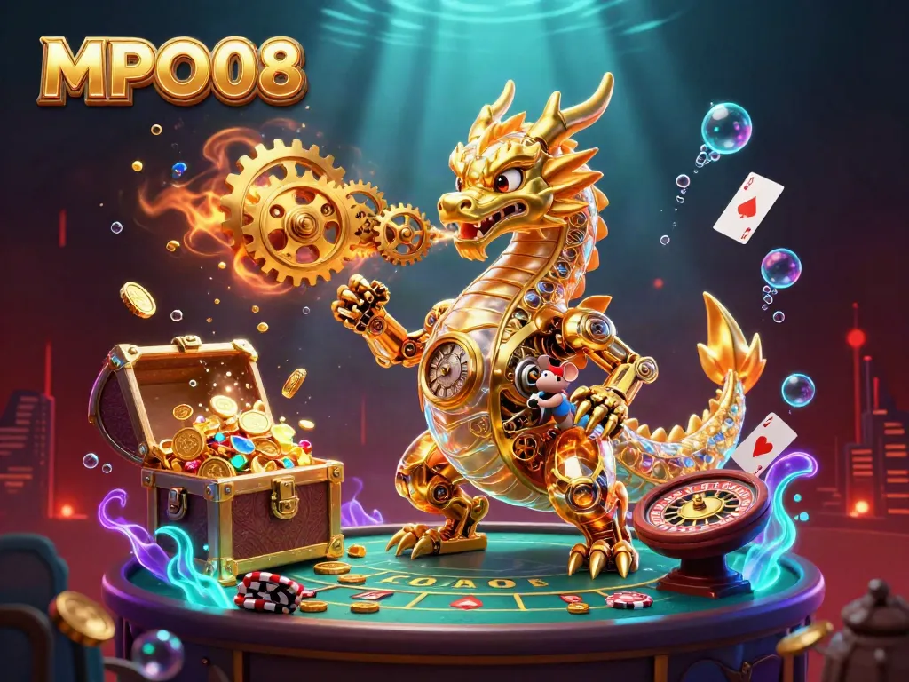 Experience the thrill of MPO08 with a dynamic 3D scene showcasing live casino elements amidst a mesmerizing undersea backdrop.