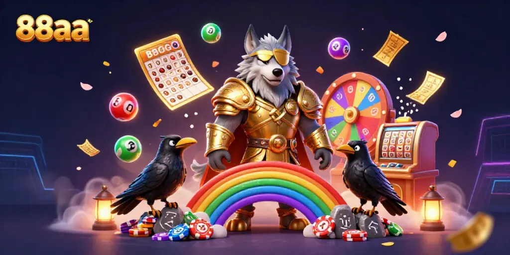 Experience thrilling gameplay with 88aa, featuring vibrant characters and casino elements in a dynamic scene.