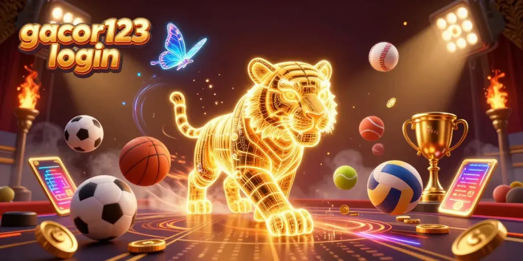 Experience the excitement of gacor123 login as you dive into a vibrant digital casino landscape with sports elements.