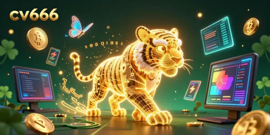 Experience thrilling gaming with cv666 in a vibrant digital casino, featuring crypto elements.