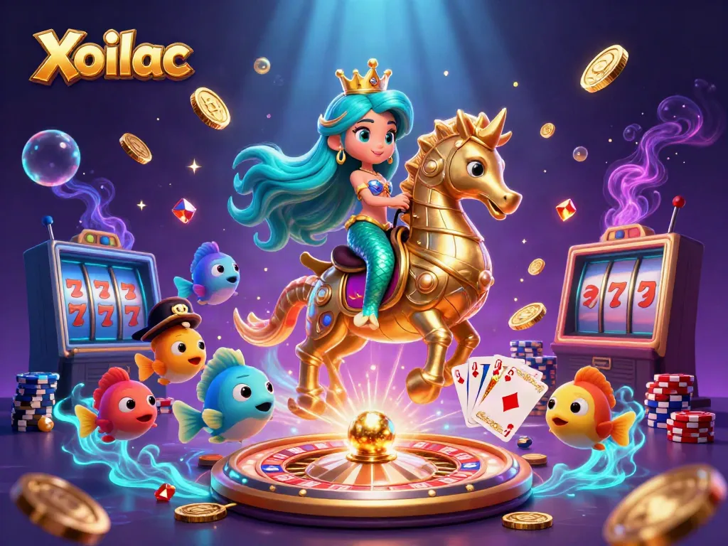 Xoilac immerses players in a vibrant underwater gambling world featuring a mermaid and sparkling treasures.